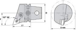 Kennametal - Left Hand Cut, Size KM63, DN.. Insert Compatiblity, Internal Modular Turning & Profiling Cutting Unit Head - 43mm Ctr to Cutting Edge, 60mm Head Length, Through Coolant, Series Kenloc - Caliber Tooling