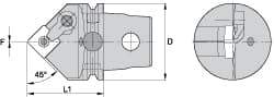 Kennametal - Neutral Cut, Size KM63, SN.. Insert Compatiblity, External Modular Turning & Profiling Cutting Unit Head - 60mm Head Length, Through Coolant, Series Kenloc - Caliber Tooling