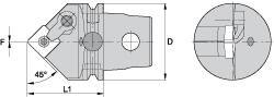 Kennametal - Neutral Cut, Size KM63, SN.. Insert Compatiblity, External Modular Turning & Profiling Cutting Unit Head - 60mm Head Length, Through Coolant, Series Kenloc - Caliber Tooling