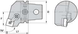 Kennametal - Right Hand Cut, Size KM63, SN.. Insert Compatiblity, External Modular Turning & Profiling Cutting Unit Head - 38mm Ctr to Cutting Edge, 60mm Head Length, Through Coolant, Series Kenloc - Caliber Tooling