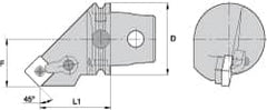 Kennametal - Right Hand Cut, Size KM63, SN.. Insert Compatiblity, Internal Modular Turning & Profiling Cutting Unit Head - 43mm Ctr to Cutting Edge, 72mm Head Length, Through Coolant, Series Kenloc - Caliber Tooling