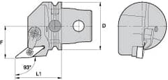 Kennametal - Left Hand Cut, Size KM63, VN.. Insert Compatiblity, External Modular Turning & Profiling Cutting Unit Head - 43mm Ctr to Cutting Edge, 60mm Head Length, Through Coolant, Series Kenloc - Caliber Tooling