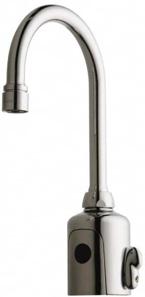 Chicago Faucets - Polished Chrome Plated Electronic User Adjustable Temperature Control Mixer Sensor Faucet - Powered by 6 Volt Lithium CRP2 Battery (Included), Gooseneck Spout, 4 to 8" Mounting Centers - Caliber Tooling