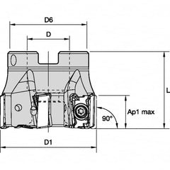 Kennametal - 2" Cut Diam, 3/4" Arbor Hole Diam, Indexable Square-Shoulder Face Mill - Exact Industrial Supply