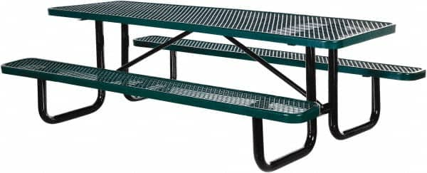 Vestil - 96" Long x 61-5/8" Wide x 30.38" High Stationary Activity/Utility Table without Back Rests - Green, Steel - Caliber Tooling