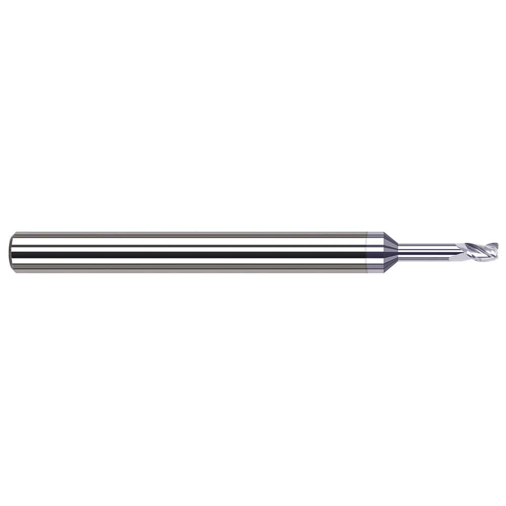 Corner Radius End Mill: 0.015″ Dia, 0.023″ LOC, 0.002″ Radius, 3 Flutes, Solid Carbide 2-1/2″ OAL, 1/8″ Shank Dia, 42 ° Helix, TiB2 Coated, Corner Radius End