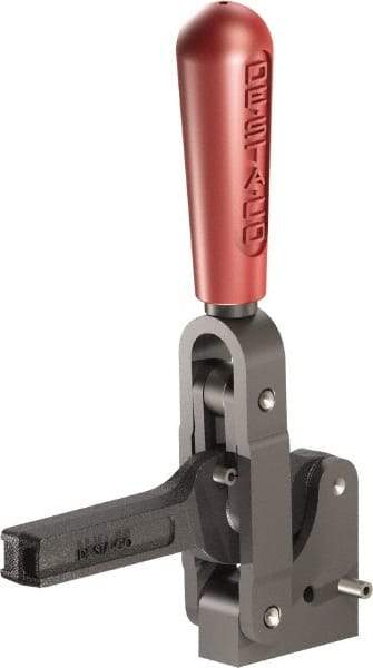 De-Sta-Co - 1,601 Lb Holding Capacity, Vertical Handle, Manual Hold Down Toggle Clamp - 71° Handle Movement, 132° Bar Opening, Solid Bar, Solid Base, Oxide Finish, Forged Alloy Steel - Caliber Tooling