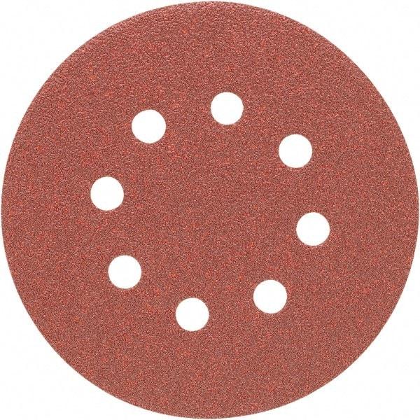 Porter-Cable - 5" Diam, 80 Grit Zirconia Alumina Adhesive PSA Disc - Medium Grade, Tan, C Weighted Backing, Flexible, 13,000 Max RPM - Caliber Tooling