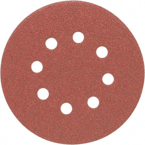 Porter-Cable - 5" Diam, 60 Grit Zirconia Alumina Adhesive PSA Disc - Medium Grade, Tan, C Weighted Backing, Flexible, 13,000 Max RPM - Caliber Tooling