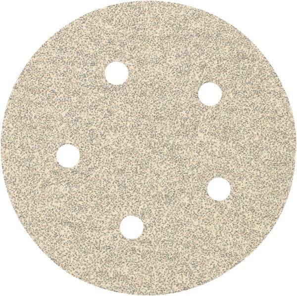 Porter-Cable - 5" Diam, 60 Grit Zirconia Alumina Adhesive PSA Disc - Medium Grade, Tan, C Weighted Backing, Flexible, 13,000 Max RPM - Caliber Tooling