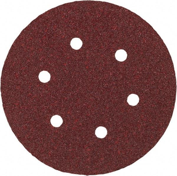 Porter-Cable - 6" Diam, 40 Grit Aluminum Oxide Adhesive PSA Disc - Coarse Grade, Tan, C Weighted Backing, Flexible, 13,000 Max RPM - Caliber Tooling