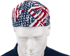 Ergodyne - Size Universal Cooling Skull Cap - Polyester, Blue, Red & White, Flag Pattern - Caliber Tooling