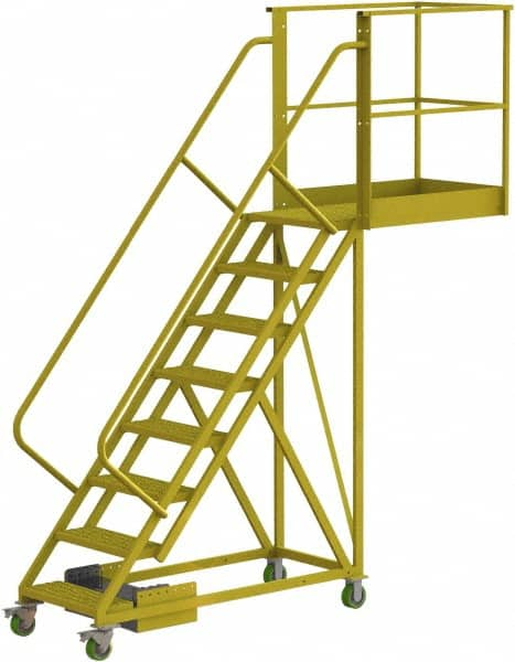 TRI-ARC - 122" 8 Step Configurable Cantilever Ladder - Unsupported, 300 Lb Capacity, 80" Platform Height, 30" Base Width x 109" Base Depth, Serrated - Caliber Tooling