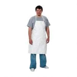 Dupont - 28" Wide x 36" Long x 6 mil Thick Bib Apron - Tyvek, White, Resists Aerosols, Liquid Splashes, Dry Particles - Caliber Tooling