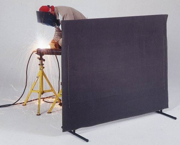 Singer Safety - 8 Ft. Wide x 6 Ft. High, 30 mil Thick Cotton Duck Portable Welding Screen Kit - Olive - Caliber Tooling