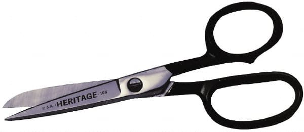 Heritage Cutlery - 2-1/2" LOC, 6" OAL Chrome Plated Standard Shears - Right Hand, Metal Straight Handle, For General Purpose Use - Caliber Tooling