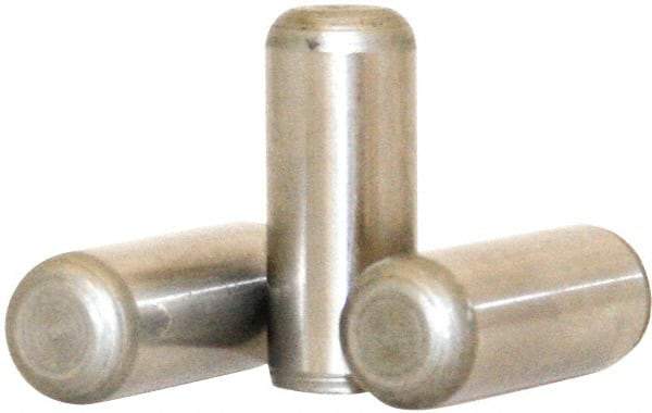 Value Collection - 10mm Diam x 20mm Pin Length 316 Stainless Steel Standard Dowel Pin - Bright Finish, 1 Rounded End - Caliber Tooling