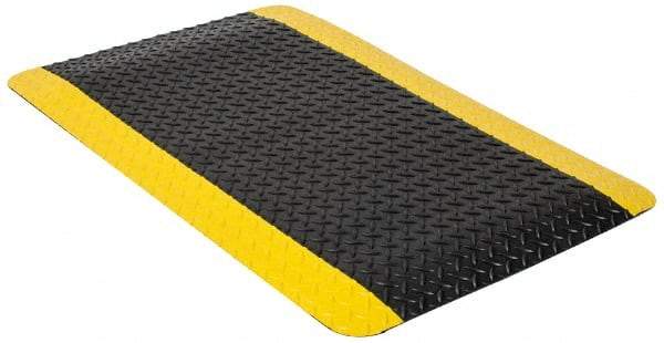 PRO-SAFE - 4' Long x 2' Wide, Dry Environment, Anti-Fatigue Matting - Black & Yellow, Vinyl with Vinyl Sponge Base, Beveled on 4 Sides - Caliber Tooling