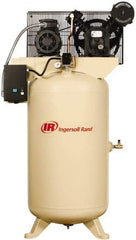 Ingersoll-Rand - 5 hp, 80 Gal Stationary Electric Vertical Air Compressor - Three Phase, 175 Max psi, 14 CFM, 460 Volt - Caliber Tooling