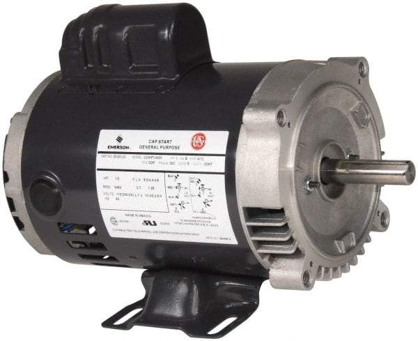 US Motors - 1-1/2 Max hp, 3,600 Max RPM, Single Cap Start Electric AC DC Motor - 115/208-230 V Input, Single Phase, 56HC Frame, 5/8" Shaft Diam, C-Face/Base Mount, ODP Enclosure - Caliber Tooling