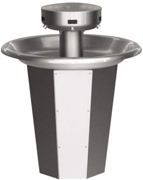 Bradley - Circular, Infrared Sensor, External Drain, 36" Diam, 5 Person Capacity, Stainless Steel, Wash Fountain - 0.5 GPM - Caliber Tooling