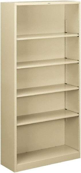 Hon - 5 Shelf, 71" High x 34-1/2" Wide Bookcase - 12-5/8" Deep, Steel, Putty - Caliber Tooling