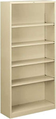 Hon - 5 Shelf, 71" High x 34-1/2" Wide Bookcase - 12-5/8" Deep, Steel, Putty - Caliber Tooling