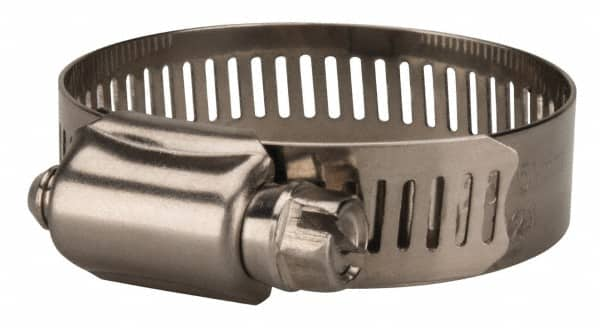 Value Collection - SAE Size 24, 1 to 2" Diam, Stainless Steel Worm Drive Clamp - 1/2" Wide, Material Grade 201 - Caliber Tooling