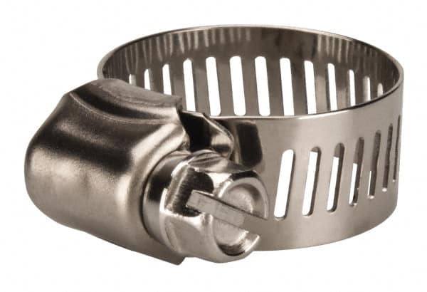 Value Collection - SAE Size 10, 1/2 to 1-1/16" Diam, Stainless Steel Worm Drive Clamp - 1/2" Wide, Material Grade 201 - Caliber Tooling