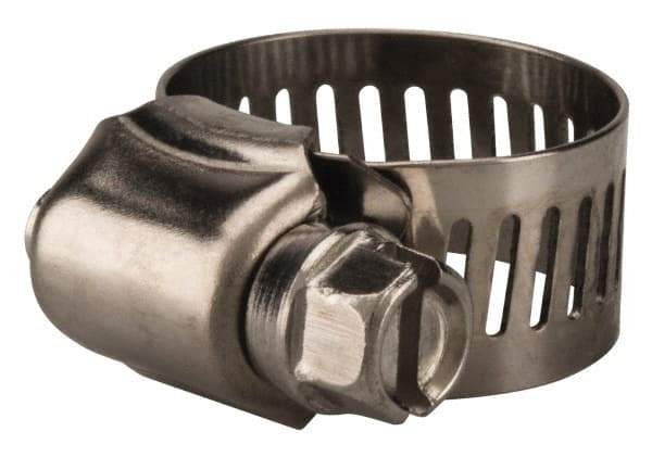 Value Collection - SAE Size 6, 3/8 to 7/8" Diam, Stainless Steel Worm Drive Clamp - 1/2" Wide, Material Grade 201 - Caliber Tooling