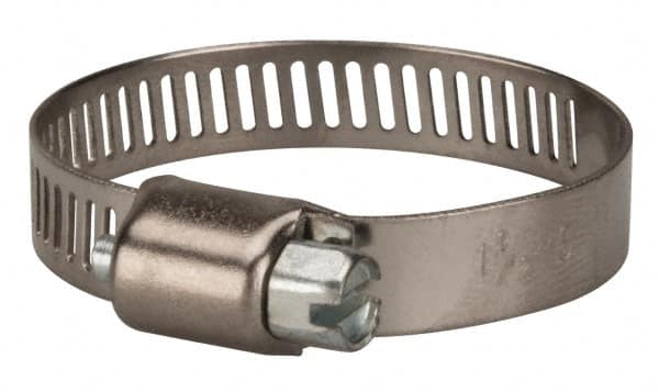 Value Collection - SAE Size 16, 1/2 to 1-1/2" Diam, Stainless Steel/Carbon Steel Worm Drive Clamp - 5/16" Wide, Material Grade 301 - Caliber Tooling