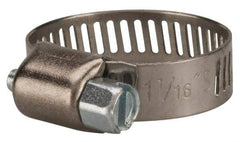 Value Collection - SAE Size 10, 3/8 to 1-1/16" Diam, Stainless Steel/Carbon Steel Worm Drive Clamp - 5/16" Wide, Material Grade 301 - Caliber Tooling