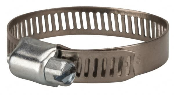 Value Collection - SAE Size 20, 3/4 to 1-3/4" Diam, Stainless Steel/Carbon Steel Worm Drive Clamp - 5/16" Wide, Material Grade 201 - Caliber Tooling