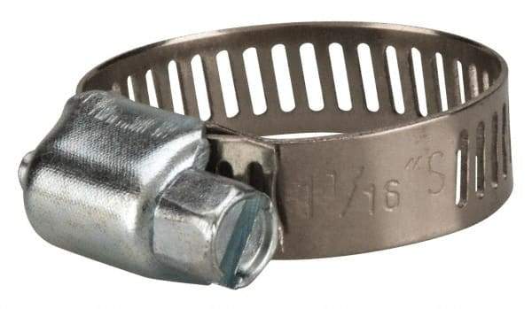 Value Collection - SAE Size 10, 3/8 to 1-1/16" Diam, Stainless Steel/Carbon Steel Worm Drive Clamp - 5/16" Wide, Material Grade 201 - Caliber Tooling