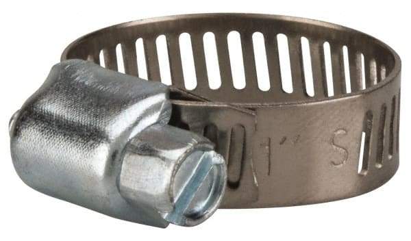 Value Collection - SAE Size 8, 3/8 to 1" Diam, Stainless Steel/Carbon Steel Worm Drive Clamp - 5/16" Wide, Material Grade 201 - Caliber Tooling