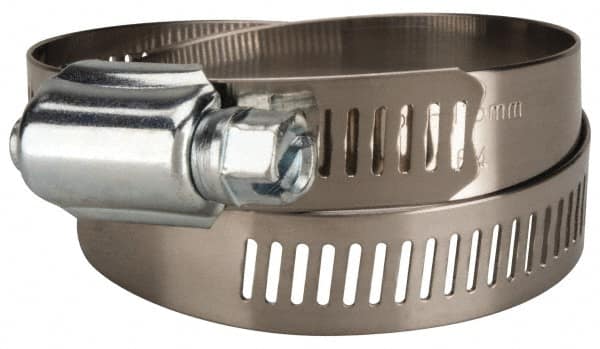 Value Collection - SAE Size 64, 2-1/2 to 4-1/2" Diam, Stainless Steel/Carbon Steel Worm Drive Clamp - 1/2" Wide, Material Grade 201 - Caliber Tooling