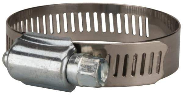 Value Collection - SAE Size 28, 1-1/4 to 2-1/4" Diam, Stainless Steel/Carbon Steel Worm Drive Clamp - 1/2" Wide, Material Grade 201 - Caliber Tooling