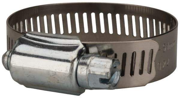 Value Collection - SAE Size 24, 1 to 2" Diam, Stainless Steel/Carbon Steel Worm Drive Clamp - 1/2" Wide, Material Grade 201 - Caliber Tooling