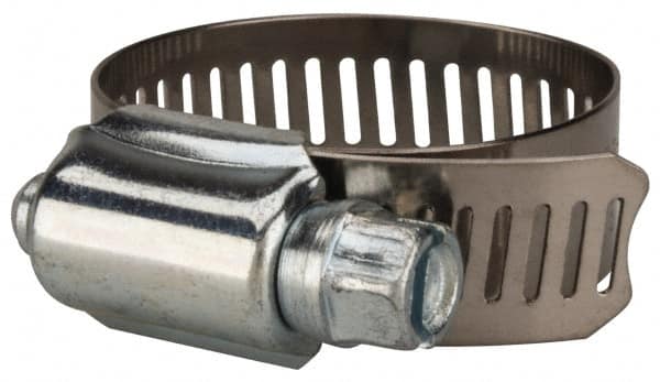 Value Collection - SAE Size 16, 11/16 to 1-1/2" Diam, Stainless Steel/Carbon Steel Worm Drive Clamp - 1/2" Wide, Material Grade 201 - Caliber Tooling