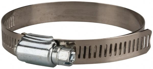 Value Collection - SAE Size 48, 2-1/2 to 3-1/2" Diam, Stainless Steel/Carbon Steel Worm Drive Clamp - 1/2" Wide, Material Grade 201 - Caliber Tooling