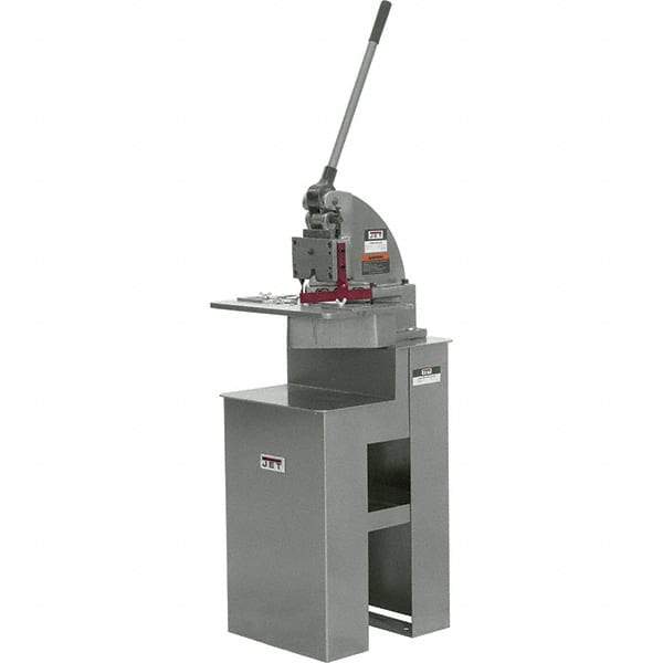 Jet - 6 x 6" Notching Dimension, Metal Notcher - 3/4" Stroke, 16 Gauge Max Mild Steel Capacity, 18 Ton Load Capacity, 22" Table Width x 23.2" Table Depth - Caliber Tooling