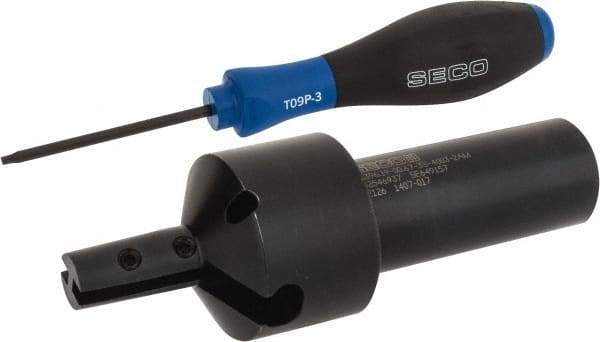 Seco - 0.67" Cut Diam, 0.98" Max Depth of Cut, 1" Shank Diam, Indexable Thread Mill - 40mm Insert Size, 2 Inserts, Toolholder Style R396.19, 4.55" OAL - Caliber Tooling