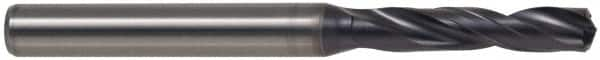 Kennametal - 0.5512" 140° Spiral Flute Solid Carbide Screw Machine Drill Bit - TiAlN Finish, Right Hand Cut, 2-3/8" Flute Length, 4-1/4" OAL, Standard Point, Straight Shank, Through Coolant - Caliber Tooling