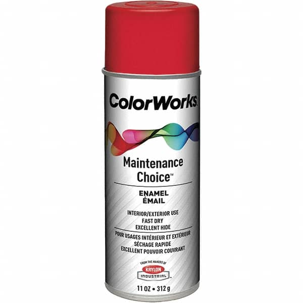 Krylon - Safety Red, Enamel Spray Paint - 15 to 18 Sq Ft per Can, 16 oz Container, Use on General Industrial Maintenance & Touch-up Work - Caliber Tooling