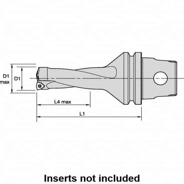 Kennametal - 101.6mm Max Drill Depth, 2xD, 50.8mm Diam, Indexable Insert Drill - 2 Inserts, 50mm Shank Diam, KM50 Modular Connection Shank - Caliber Tooling