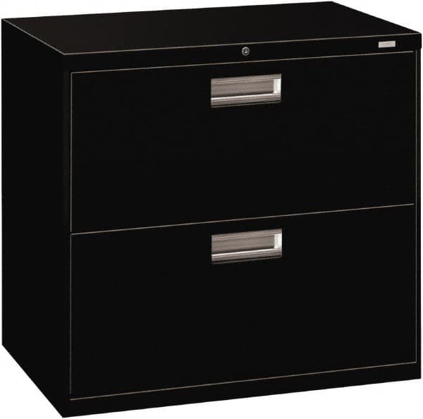 Hon - 30" Wide x 28-3/8" High x 19-1/4" Deep, 2 Drawer Roll-Out - Steel, Black - Caliber Tooling