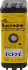 Cooper Bussmann - 300 VDC, 600 VAC, 20 Amp, Time Delay General Purpose Fuse - Plug-in Mount, 1-7/8" OAL, 100 at DC, 200 (CSA RMS), 300 (UL RMS) kA Rating - Caliber Tooling