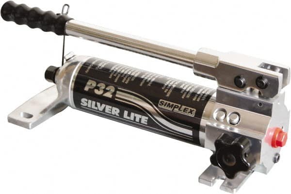 TK Simplex - 2 Stage, 3.19" Piston Diam, 3/8 NPTF, 0.43 & 0.06 Cu In Per Stroke, Manual Hydraulic Pump - 30 Cu In Reservoir, 200 psi First Stage, 10,000 psi Second Stage - Caliber Tooling