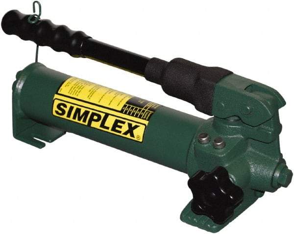 TK Simplex - 2 Stage, 1-1/2" Piston Diam, 3/8 NPTF, 0.23 & 0.06 Cu In Per Stroke, Manual Hydraulic Pump - 20 Cu In Reservoir, 200 psi First Stage, 2,850 psi Second Stage - Caliber Tooling