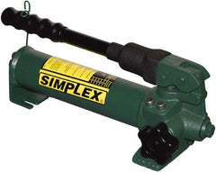 TK Simplex - 2 Stage, 1-1/2" Piston Diam, 3/8 NPTF, 0.23 & 0.06 Cu In Per Stroke, Manual Hydraulic Pump - 20 Cu In Reservoir, 200 psi First Stage, 2,850 psi Second Stage - Caliber Tooling